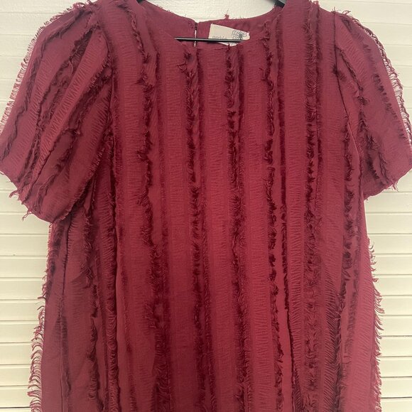 Anthropologie Everleigh Burgundy Fringe Blouse - Picture 1 of 3